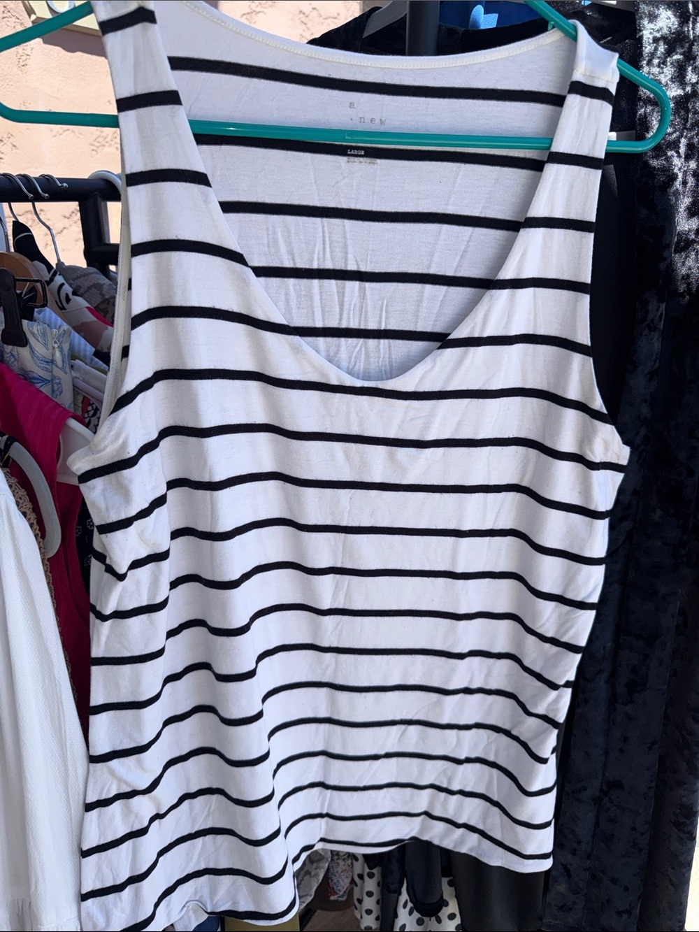 a new day Black & White Striped Sleeveless Tank